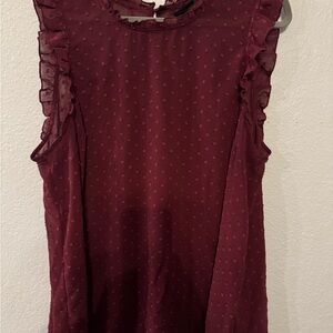 Torrid Burgundy Ruffle Dot Blouse